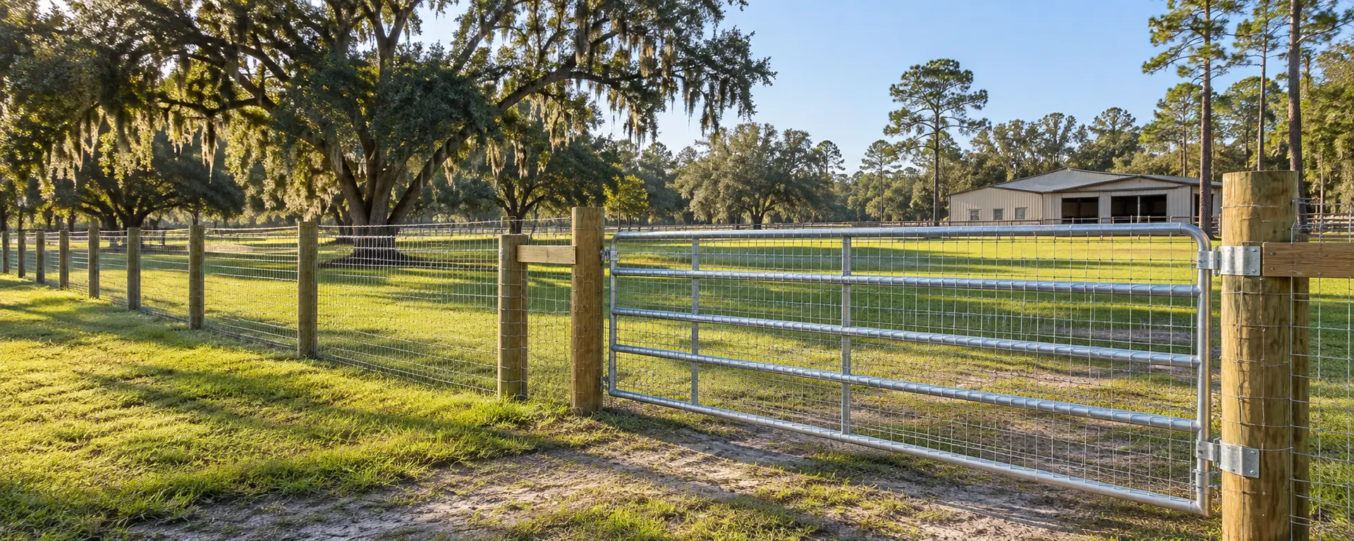 Farm fencing across a local acreage property near Brooksville
